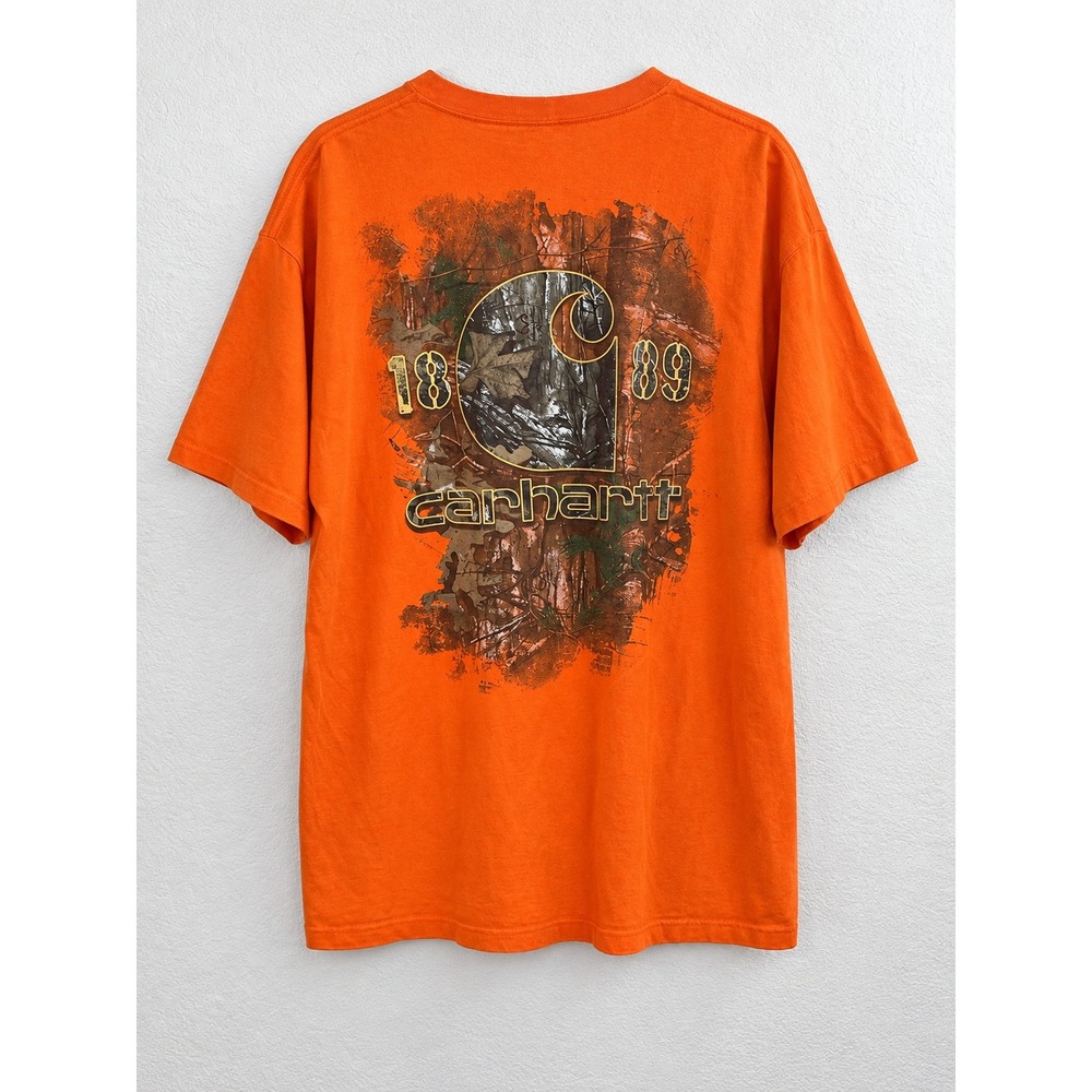 Carhartt Men's 2XL Orange Original Fit Pocket T-Shirt Camo Graphic Workwear